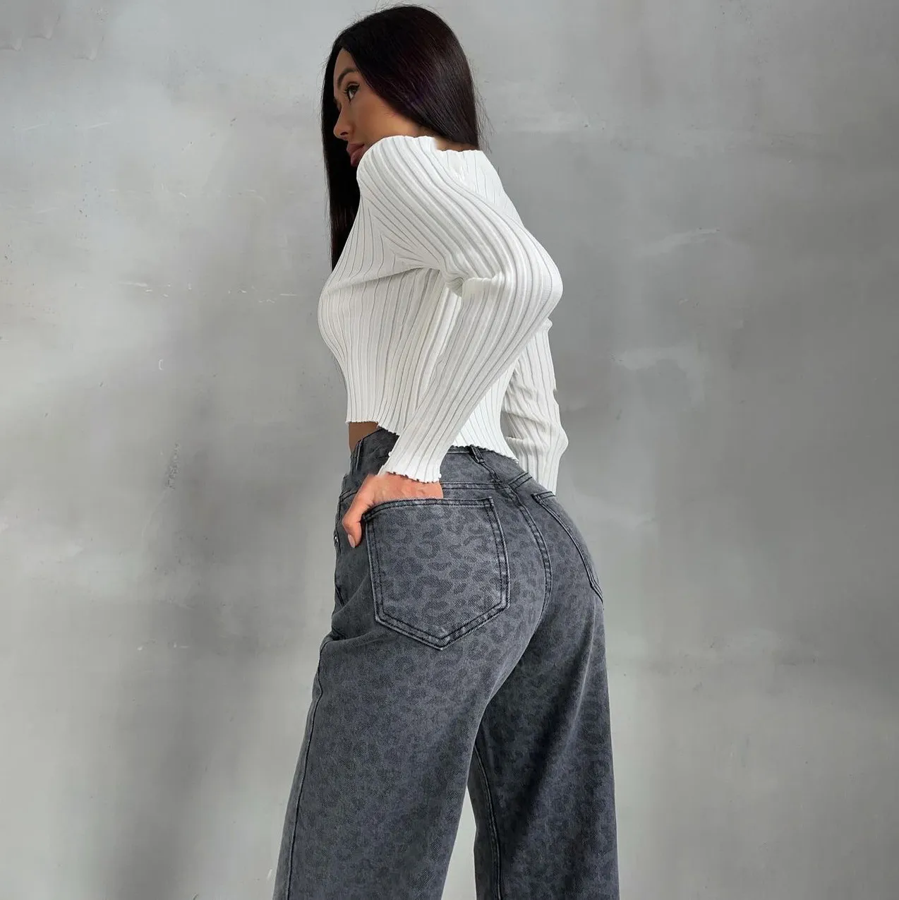 Leopard Chic Women's Wide-Leg Denim