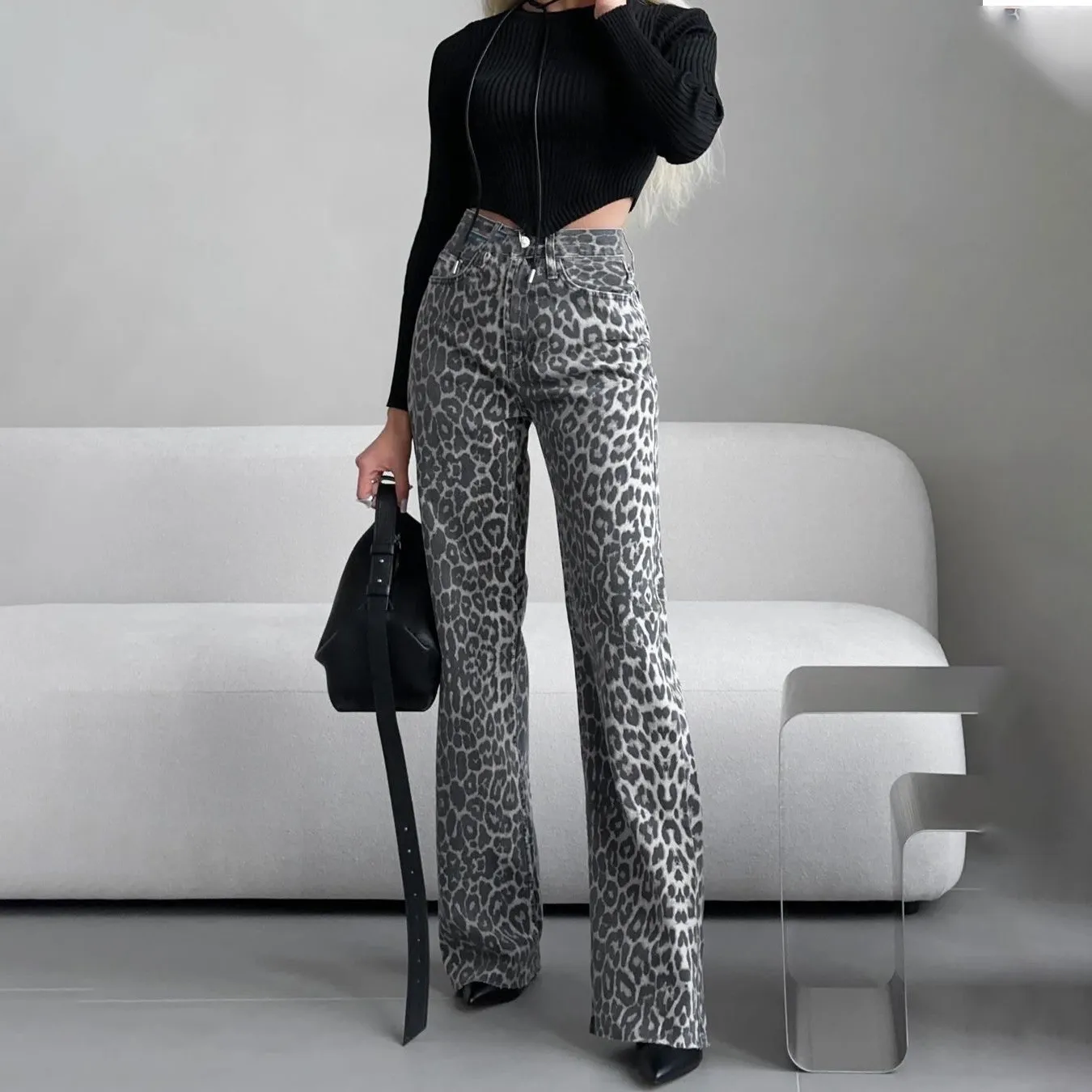 Leopard Chic Women's Wide-Leg Denim