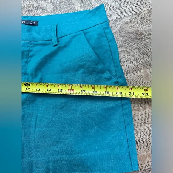 Level 99 NWOT Cindie Linen Turquoise Shorts size 30 Green Blue Stitchfix