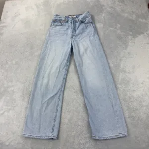 Levi's Jeans Women's Sz 25x25 Ribcage Straight Button Fly Light Blue Flare Denim