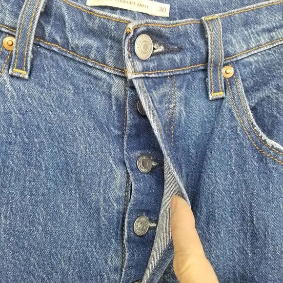 Levi's Wedgie Straight Leg Fit Ankle Jeans 30 Button Fly Stretch Denim Jean