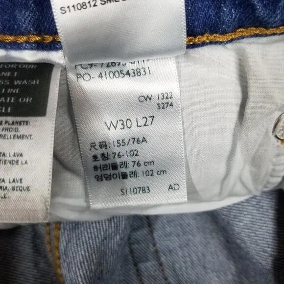 Levi's Wedgie Straight Leg Fit Ankle Jeans 30 Button Fly Stretch Denim Jean