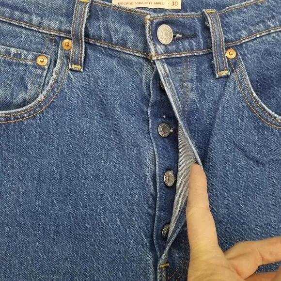 Levi's Wedgie Straight Leg Fit Ankle Jeans 30 Button Fly Stretch Denim Jean