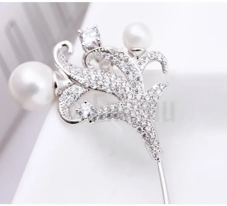 Lilly and Pearl Brooch