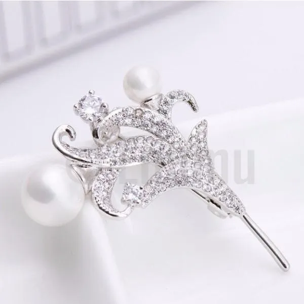 Lilly and Pearl Brooch