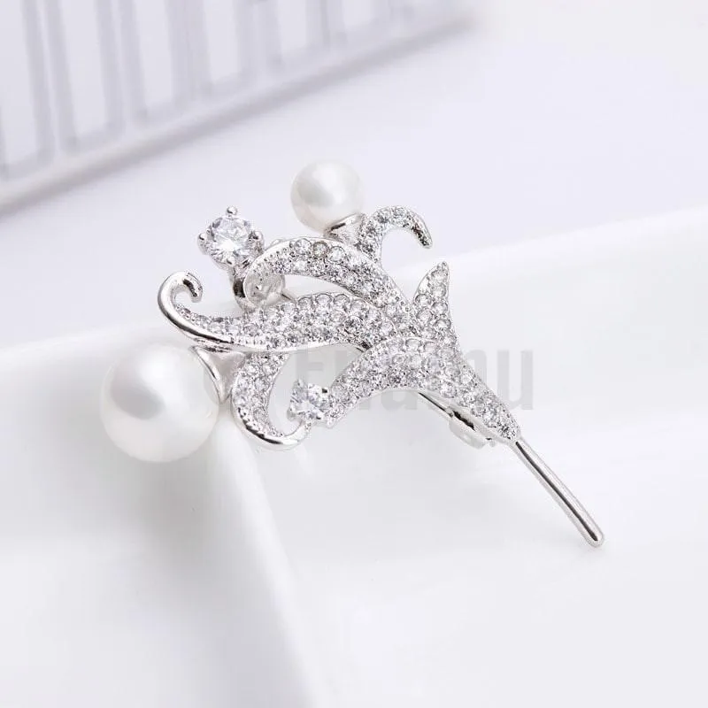 Lilly and Pearl Brooch