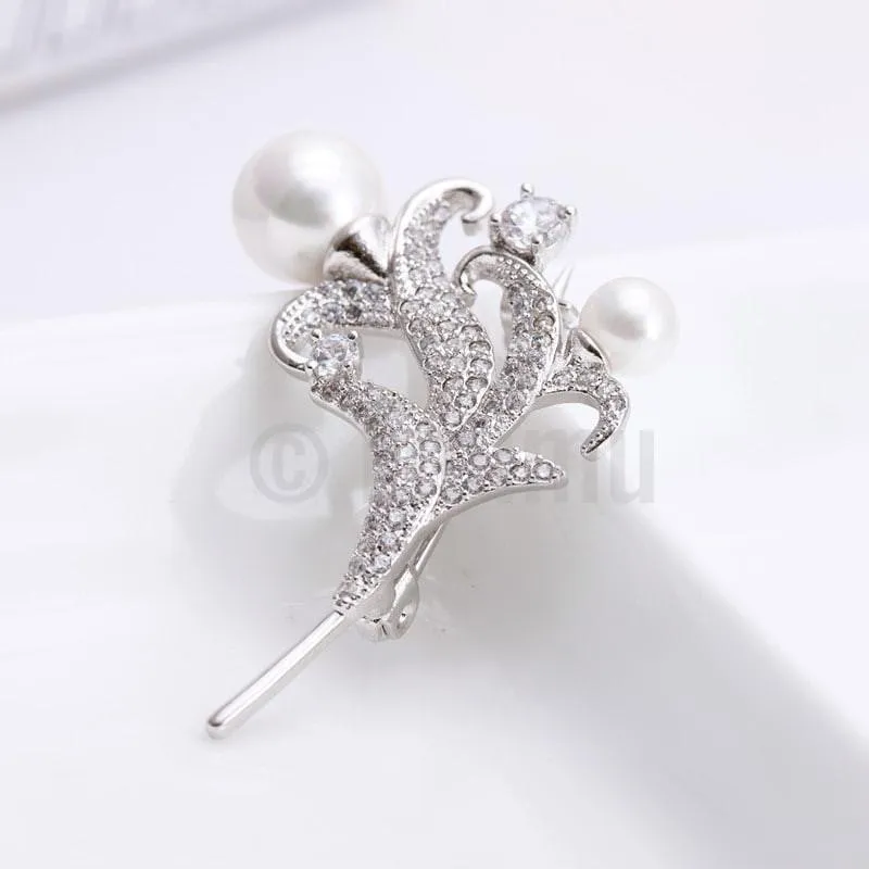 Lilly and Pearl Brooch