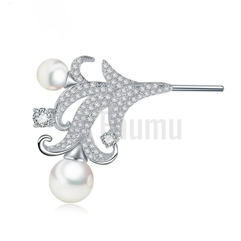 Lilly and Pearl Brooch