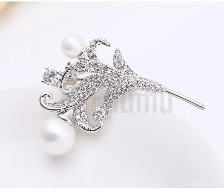 Lilly and Pearl Brooch