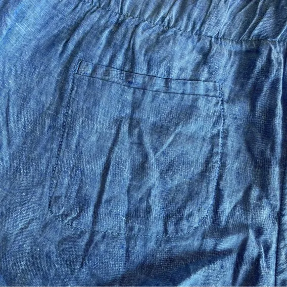 Lilly Pulitzer Women's XL Brea Linen Shorts Scalloped Beckon Blue Pull On NEW