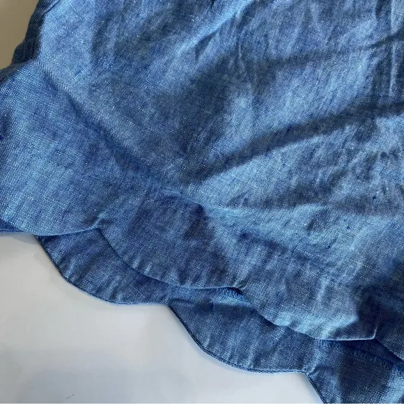 Lilly Pulitzer Women's XL Brea Linen Shorts Scalloped Beckon Blue Pull On NEW