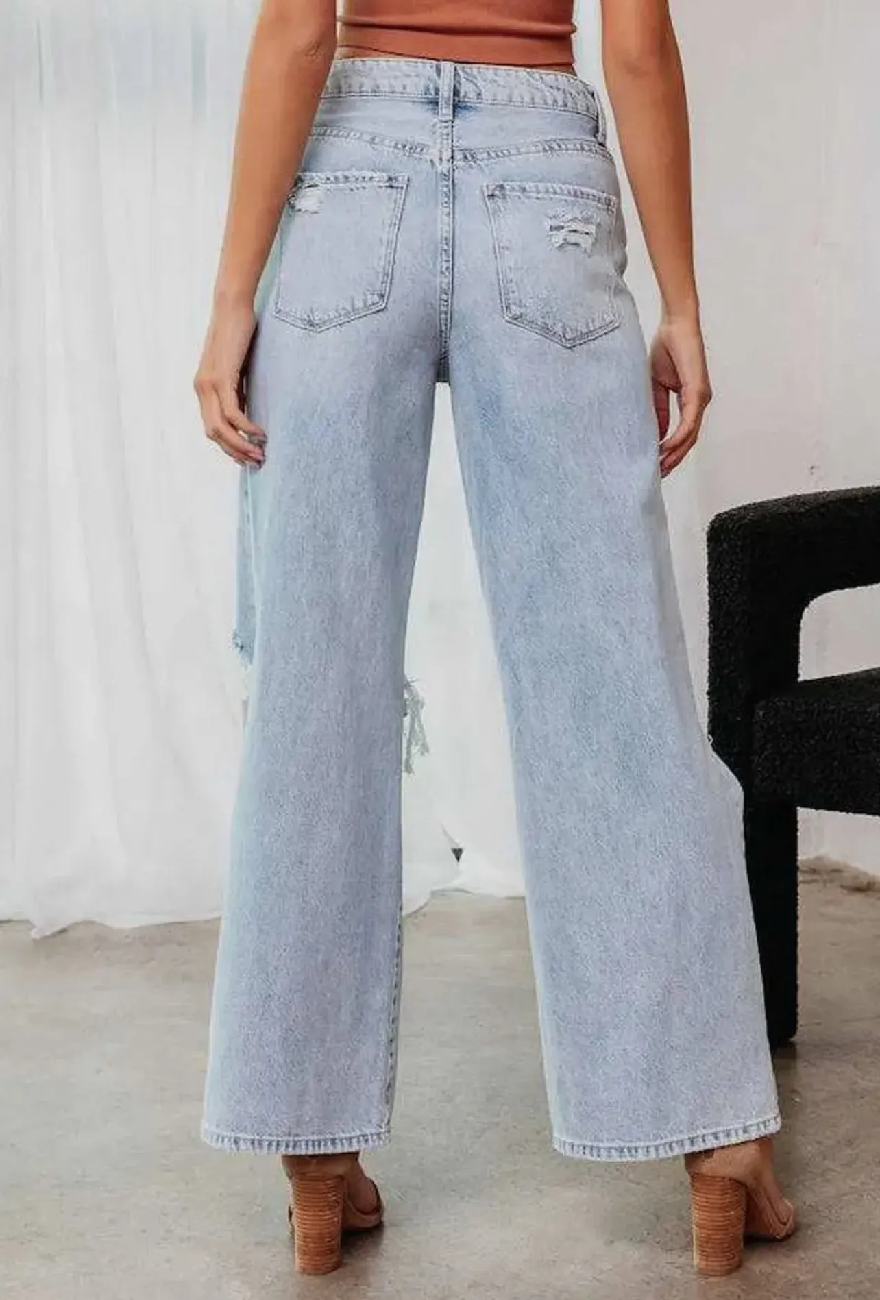 Lily Wide Leg Distressed Jeans