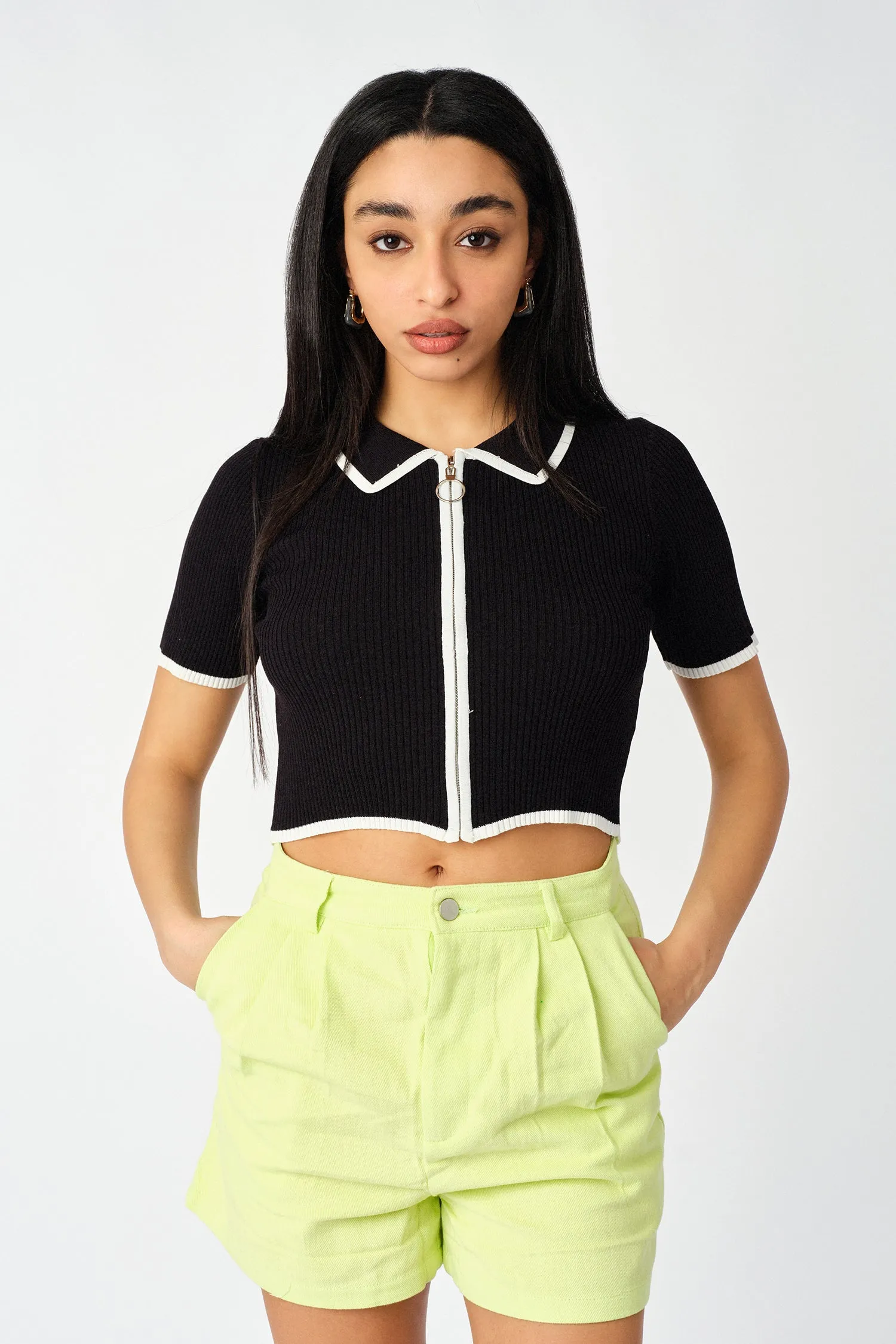 Lime Green Soft Denim High Waisted Shorts