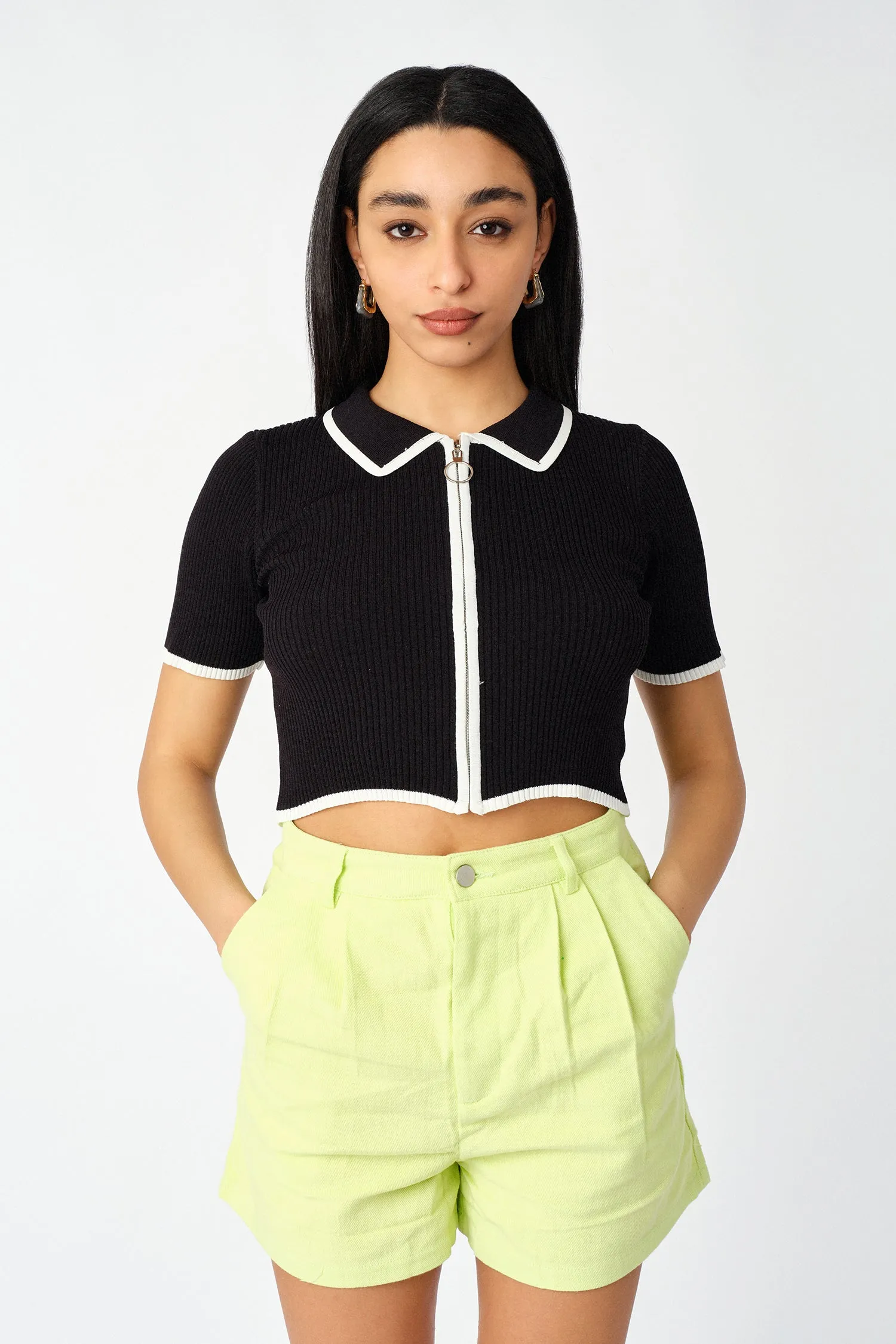 Lime Green Soft Denim High Waisted Shorts