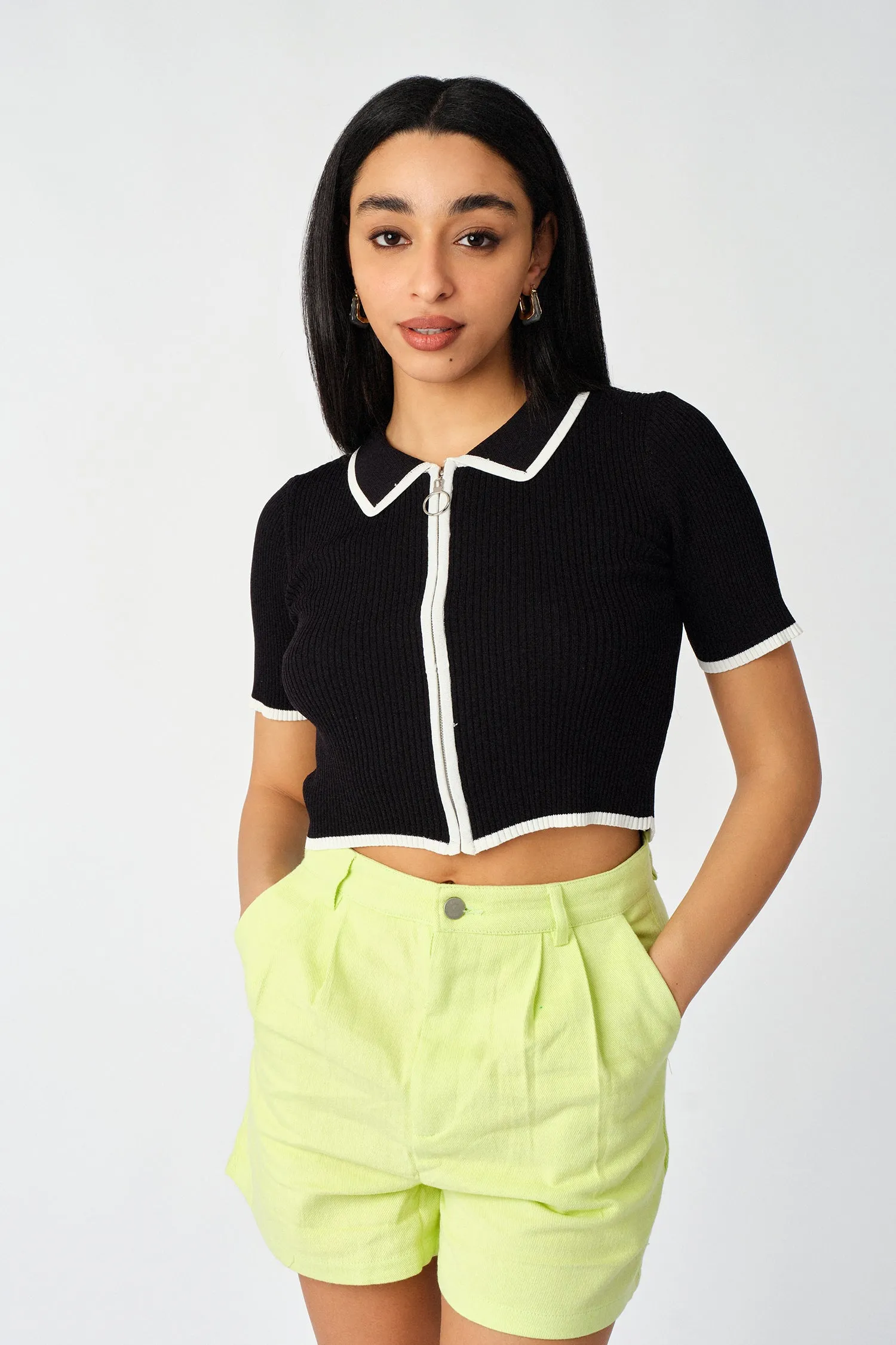 Lime Green Soft Denim High Waisted Shorts