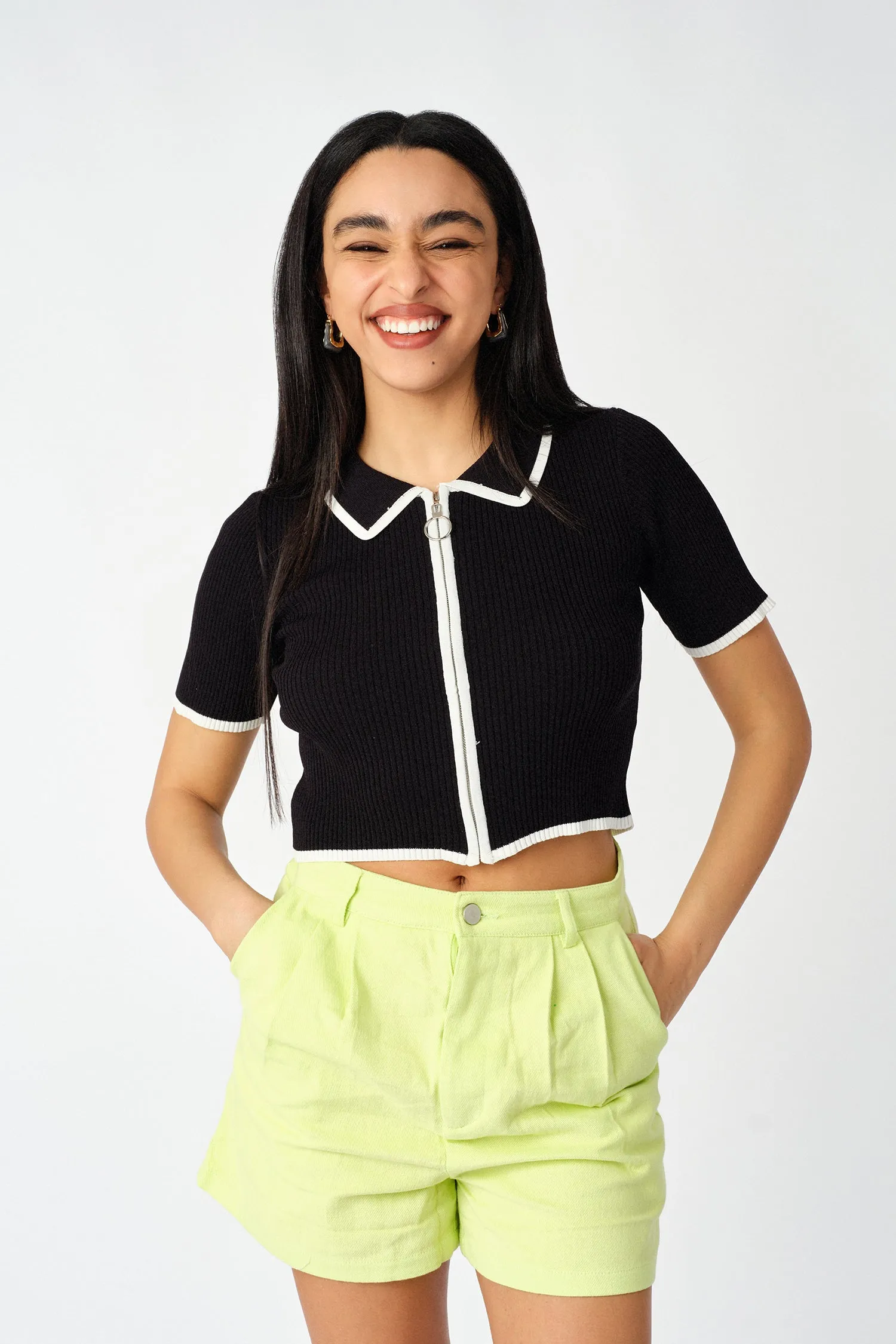 Lime Green Soft Denim High Waisted Shorts
