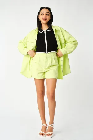 Lime Green Soft Denim High Waisted Shorts