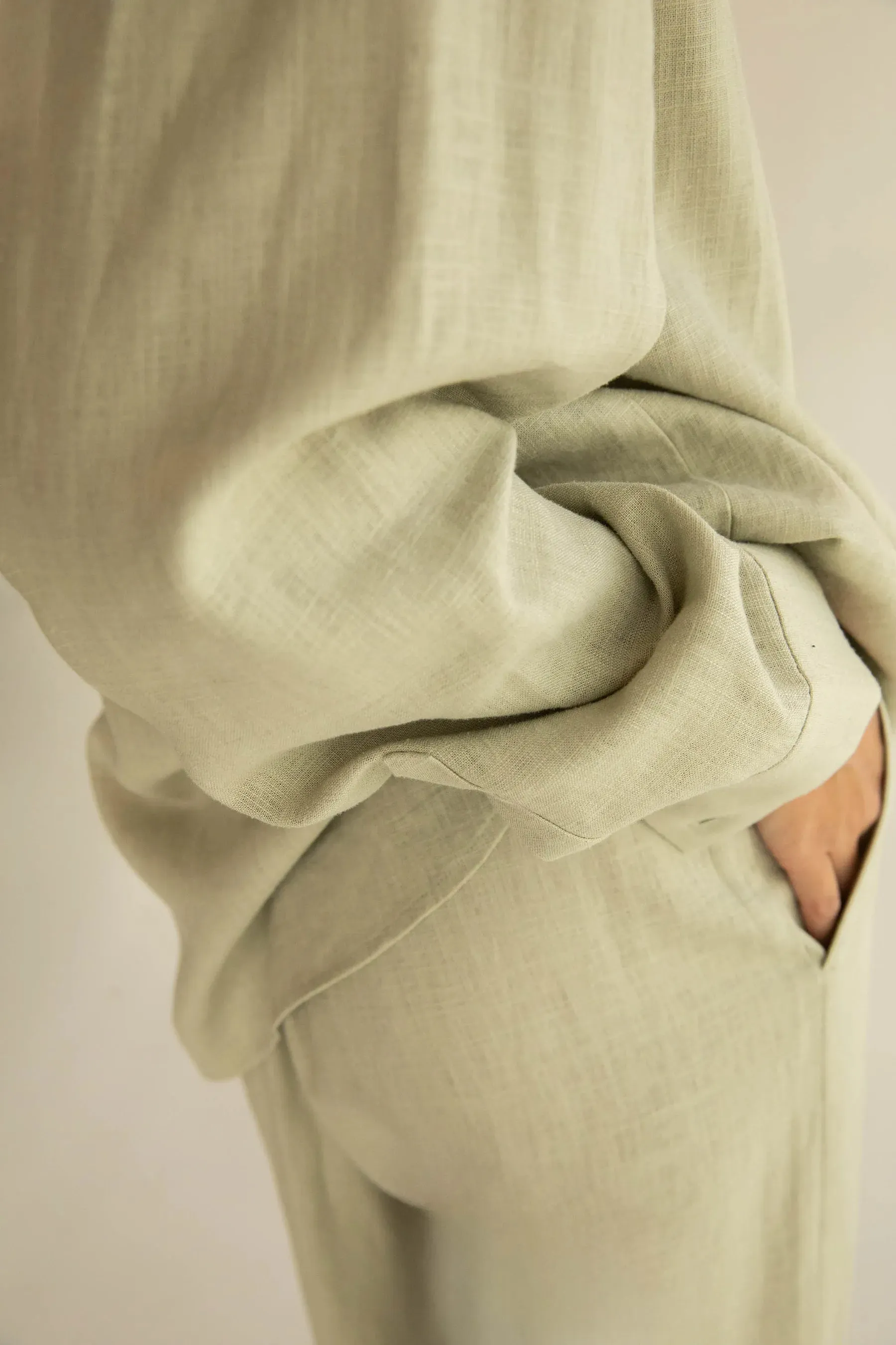Linen Blend Wide Leg Pant