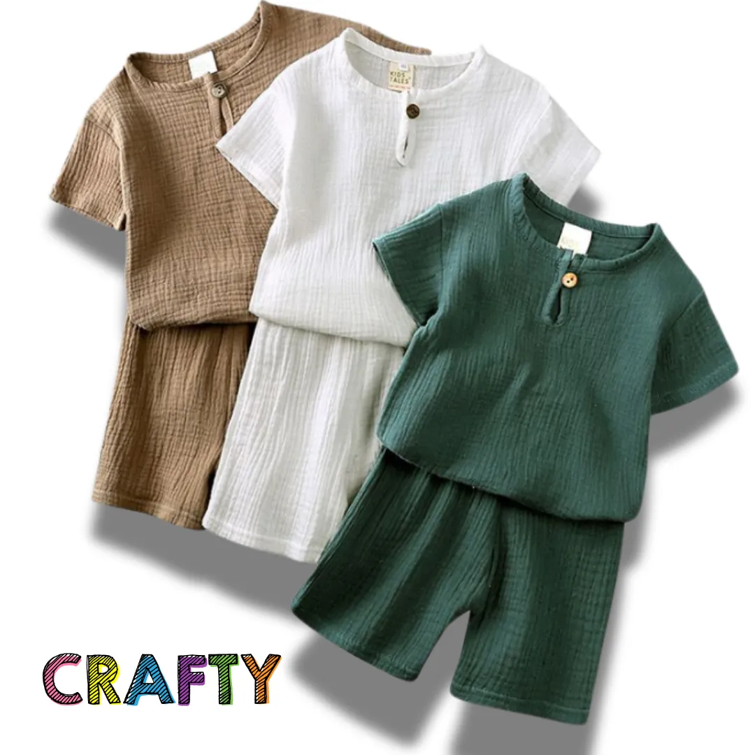 Linen Short Set - Light Grey