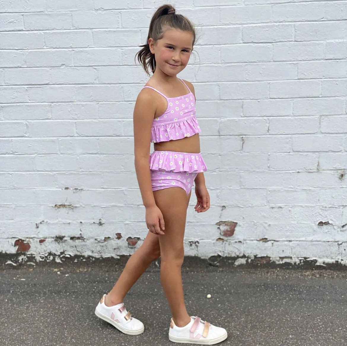 LITTLE HEARTS FRILLY BIKINI PINK DAISY