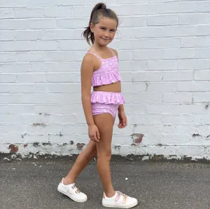 LITTLE HEARTS FRILLY BIKINI PINK DAISY
