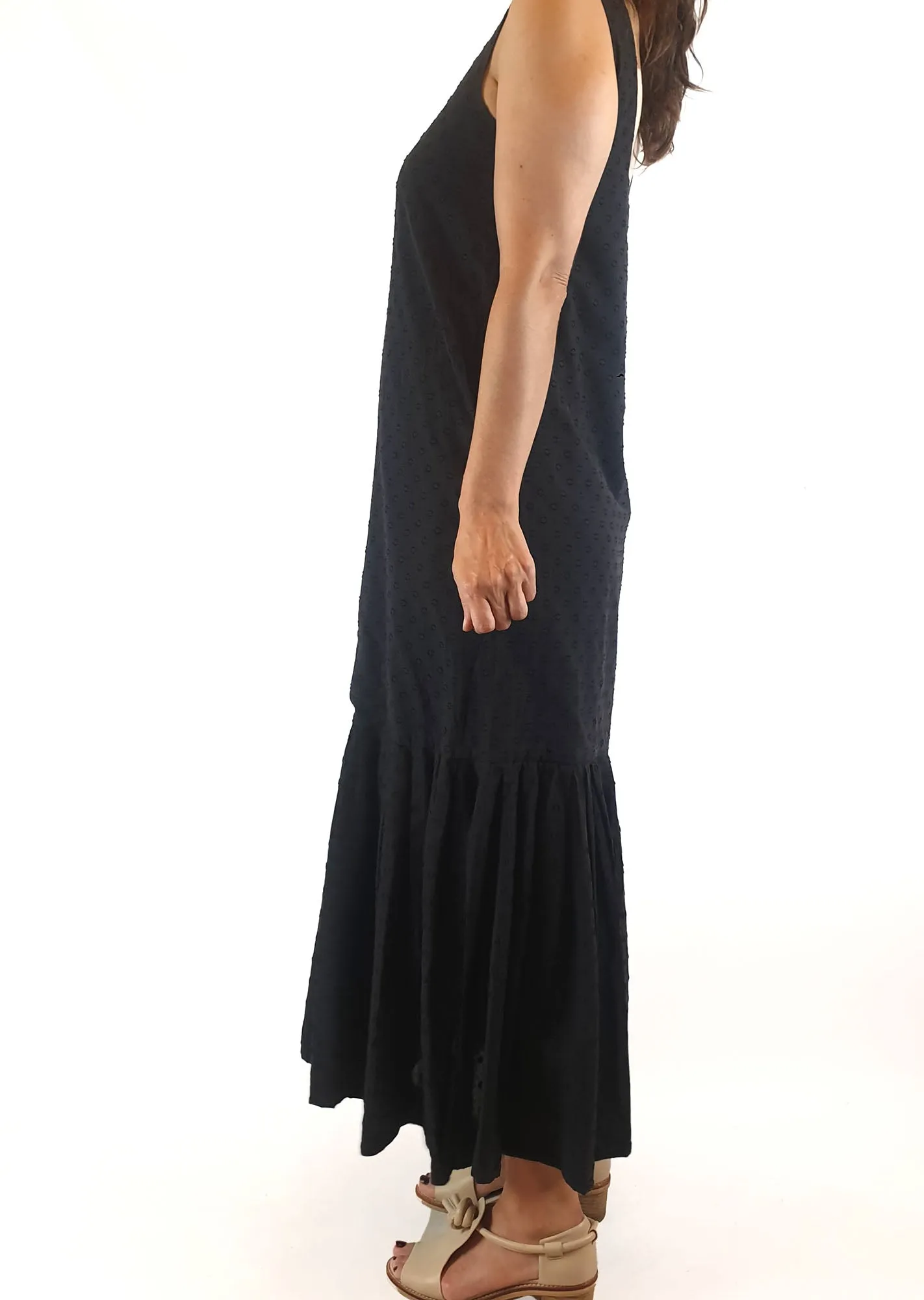 Lois Hazel black cotton sleeveless maxi dress size 8