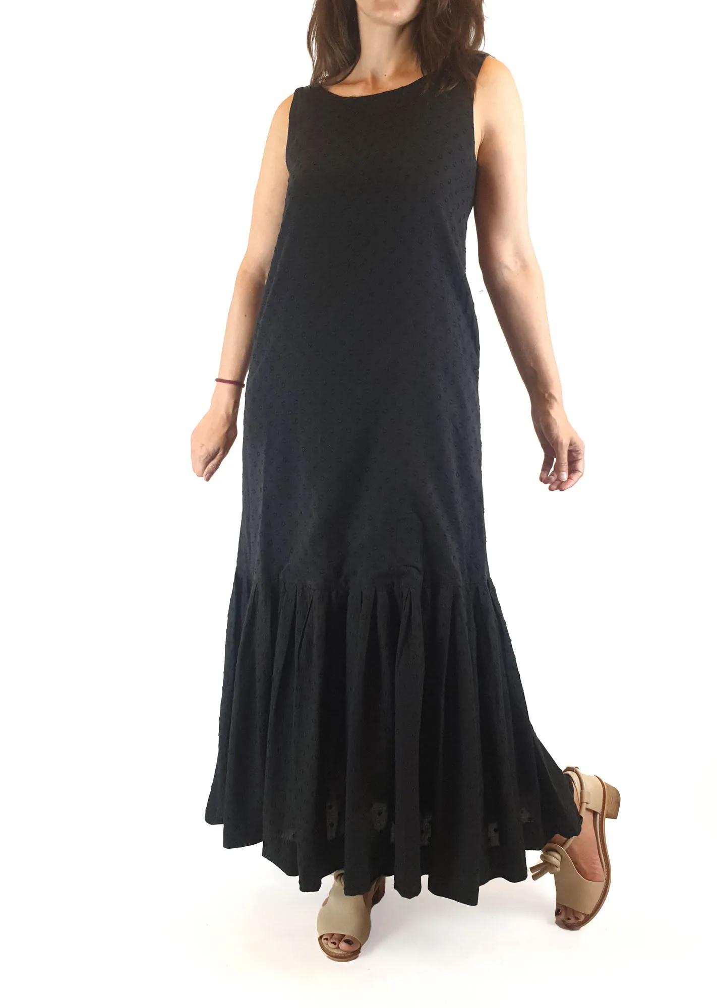 Lois Hazel black cotton sleeveless maxi dress size 8