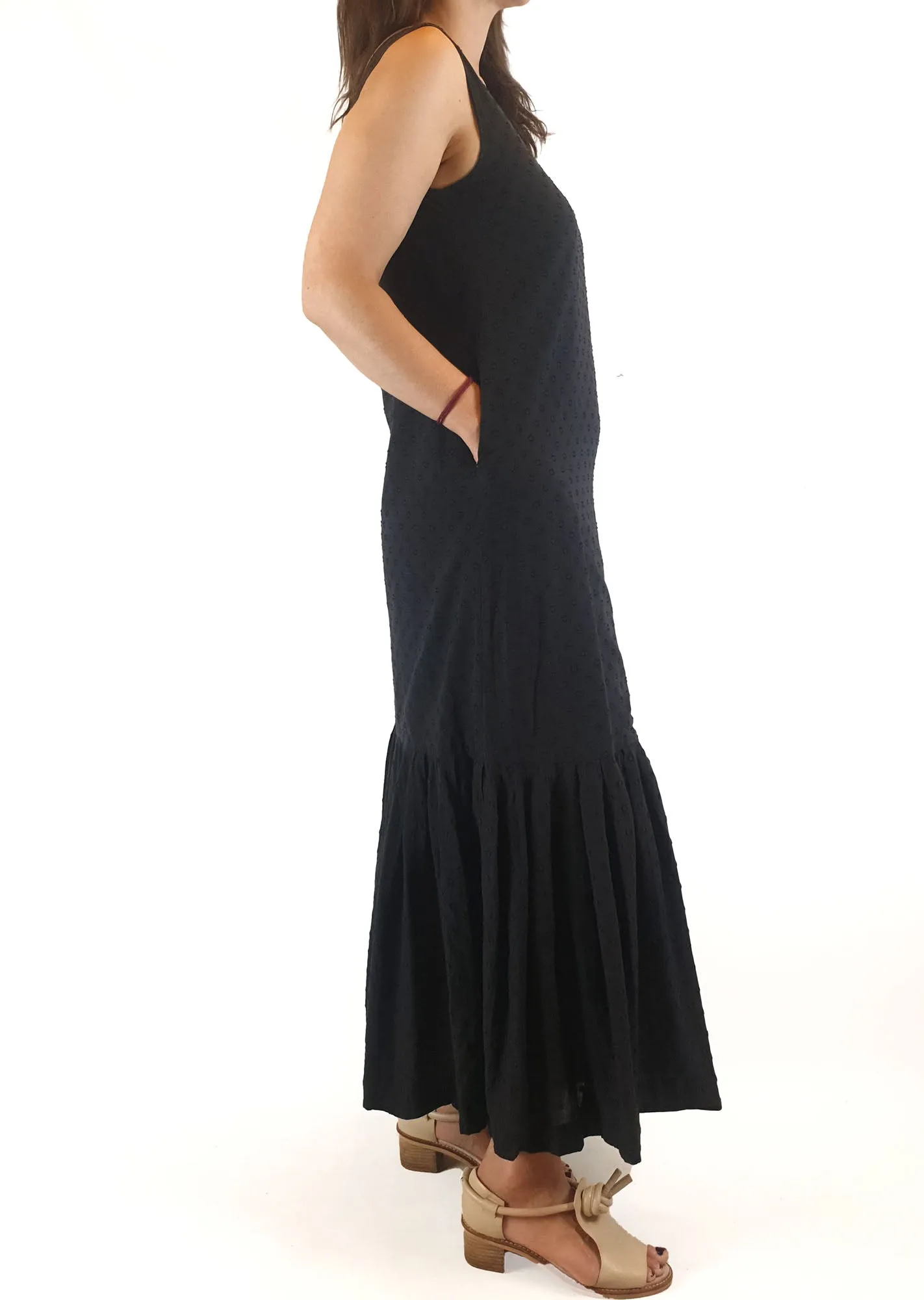 Lois Hazel black cotton sleeveless maxi dress size 8