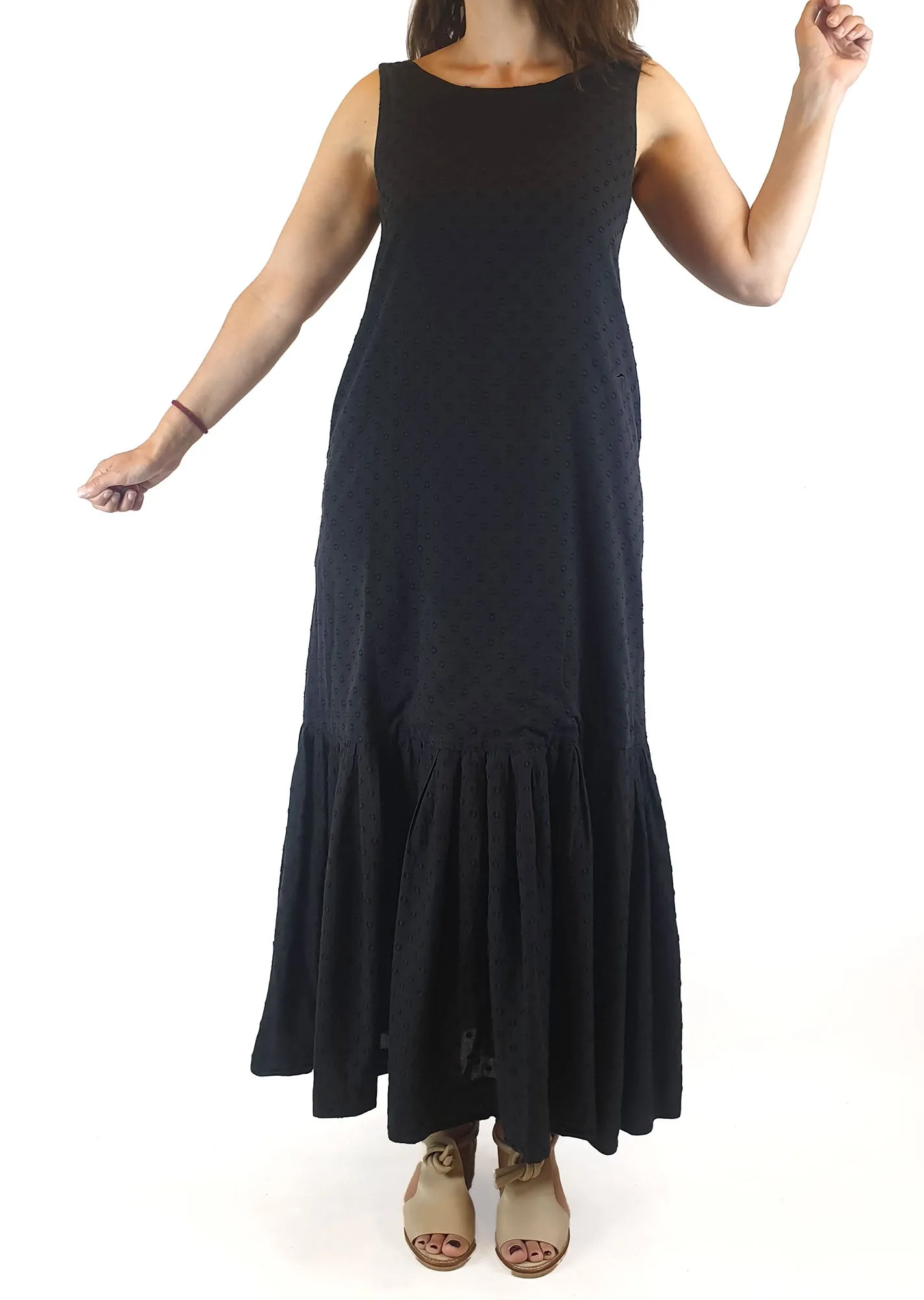 Lois Hazel black cotton sleeveless maxi dress size 8