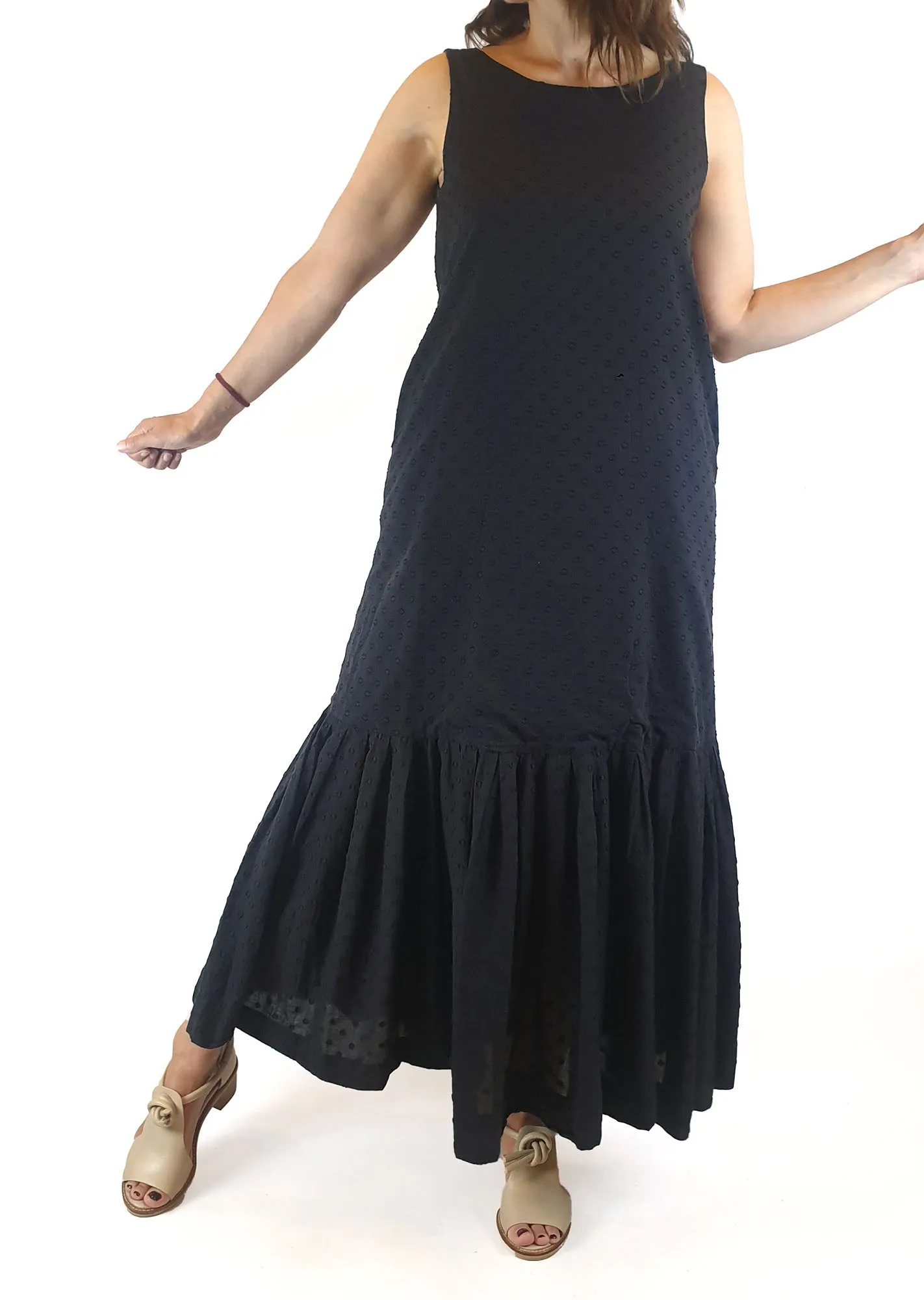 Lois Hazel black cotton sleeveless maxi dress size 8