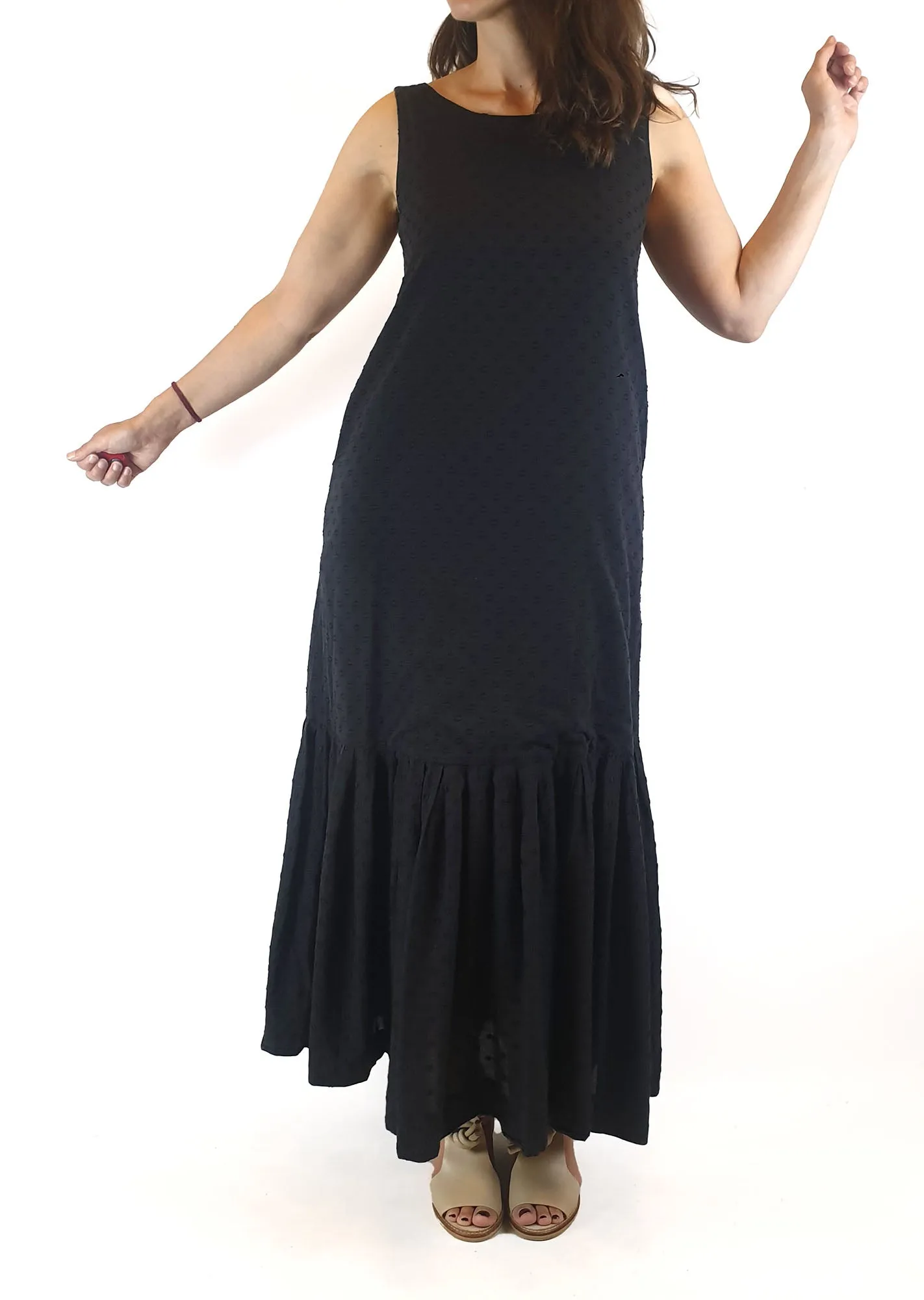 Lois Hazel black cotton sleeveless maxi dress size 8