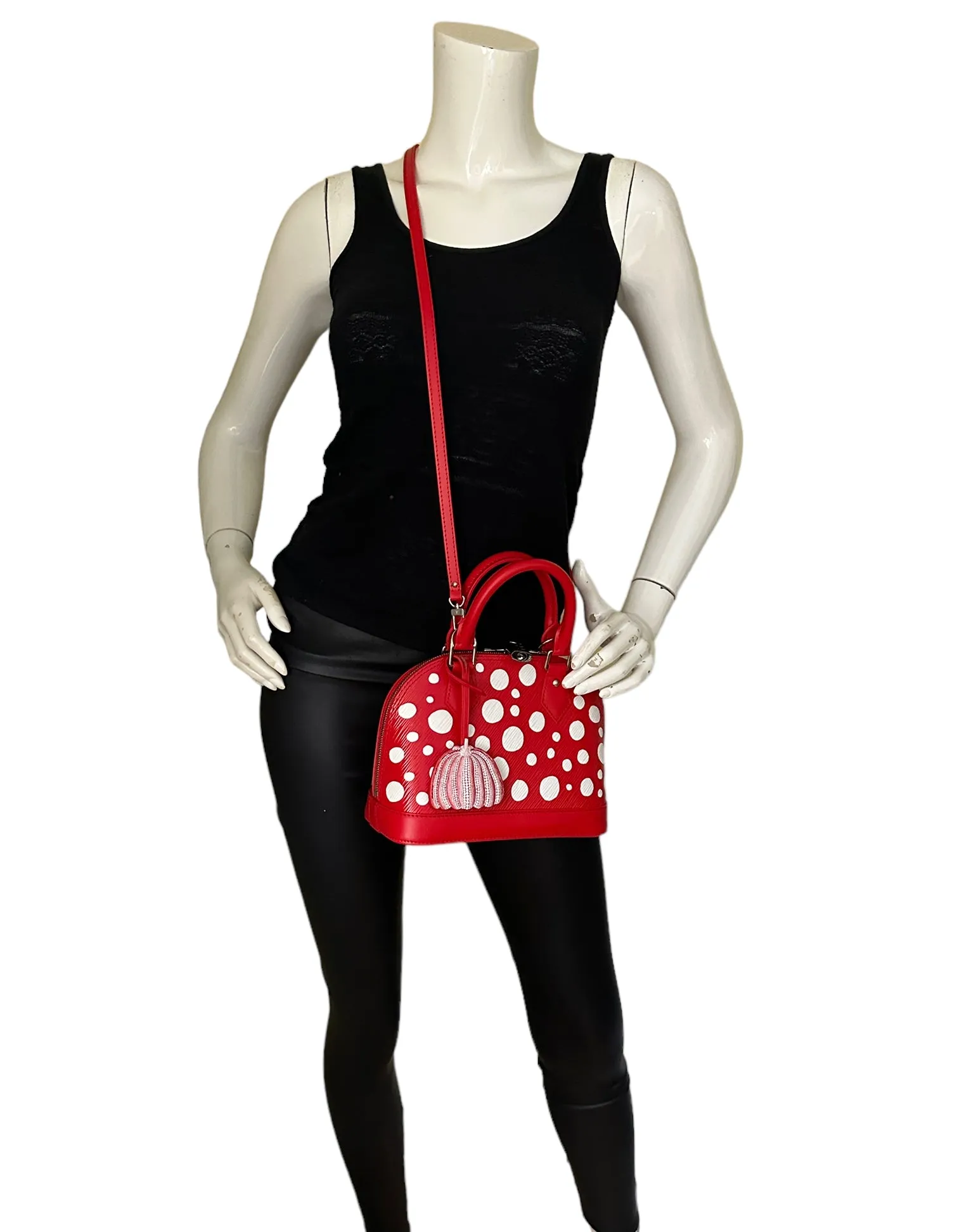 Louis Vuitton 2023 LV x YK Kusama Dots Red Epi Leather Alma BB Bag