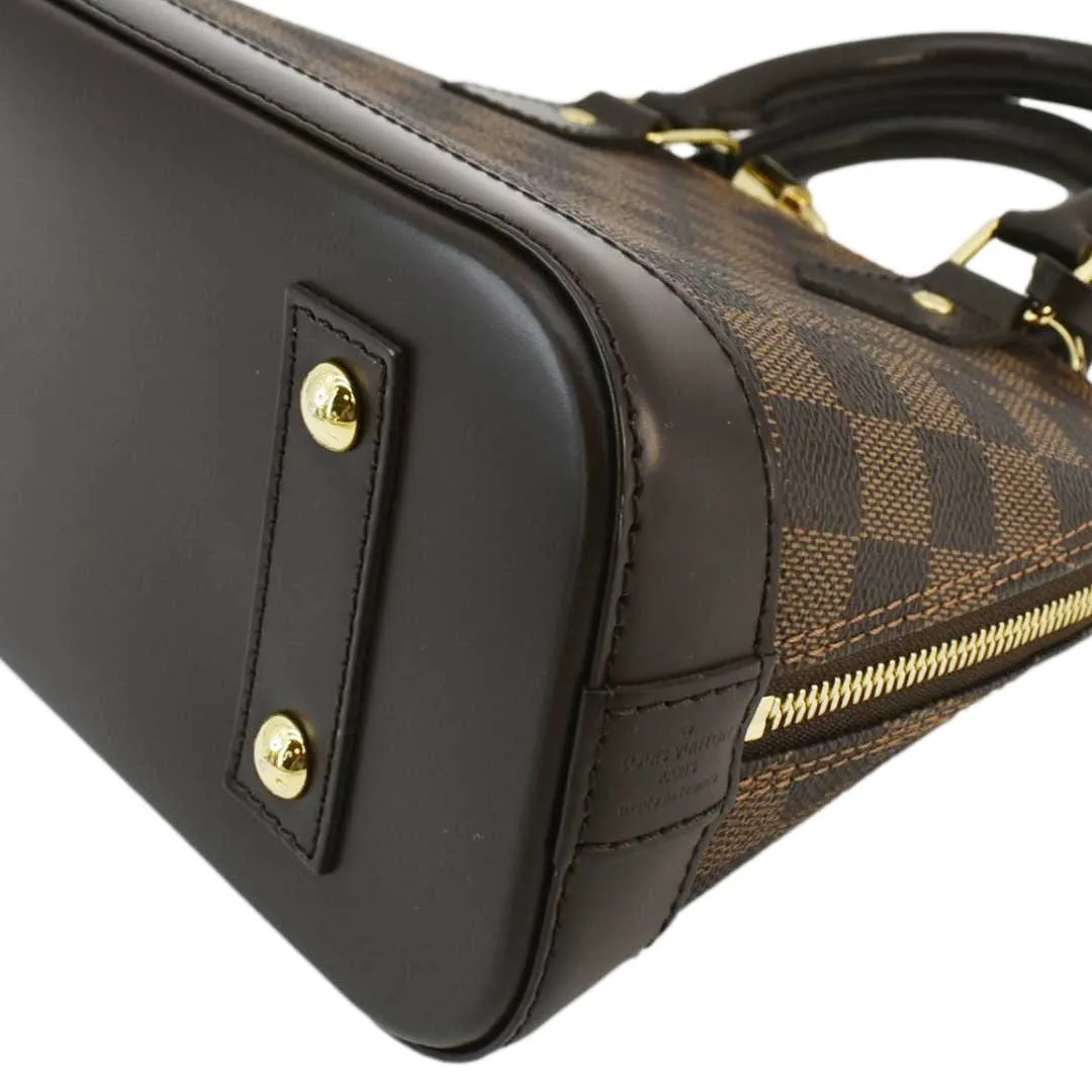 LOUIS VUITTON Alma BB Damier Ebene Satchel Bag Brown