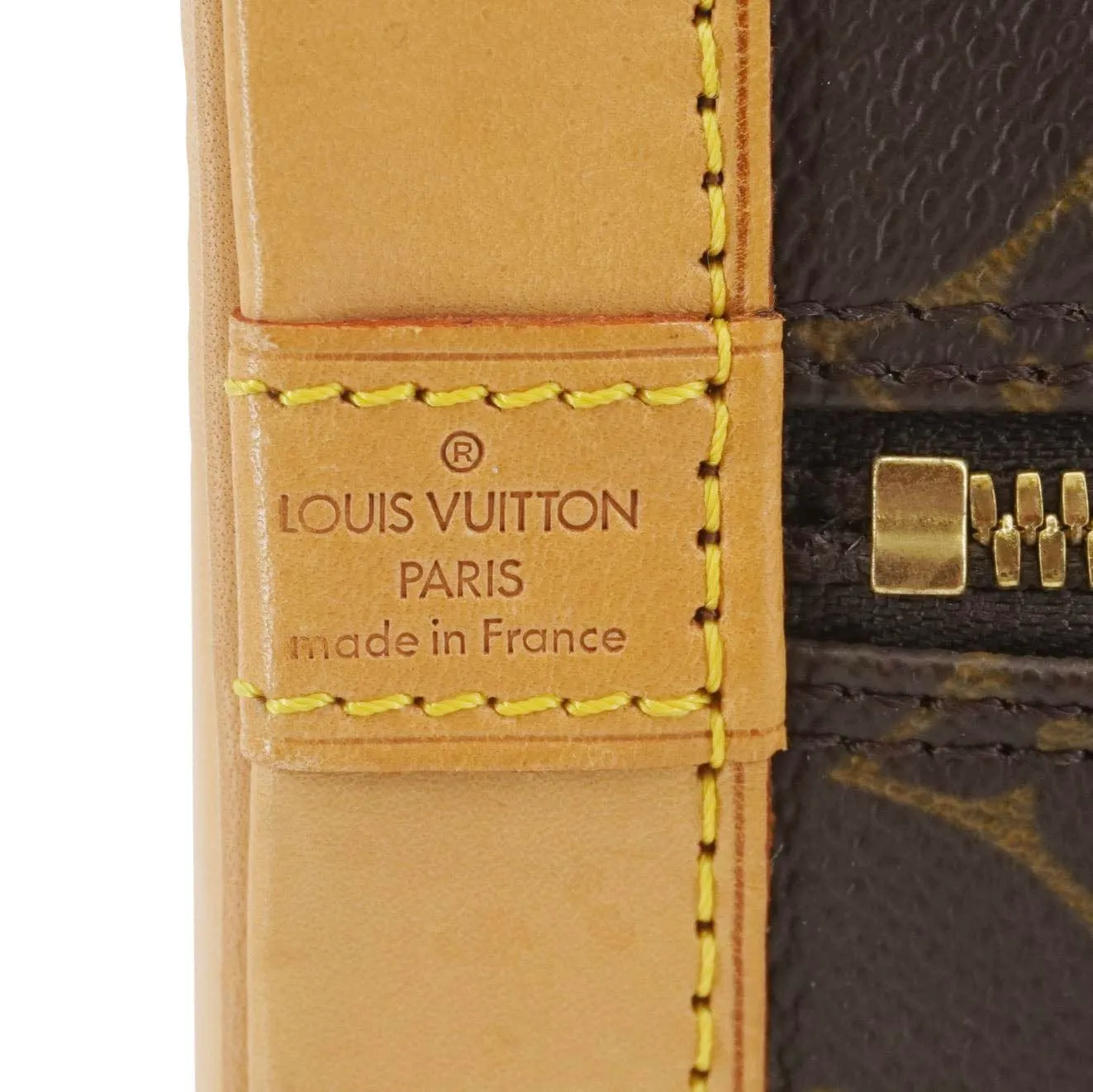 LOUIS VUITTON Alma PM Monogram Canvas Satchel Bag Brown