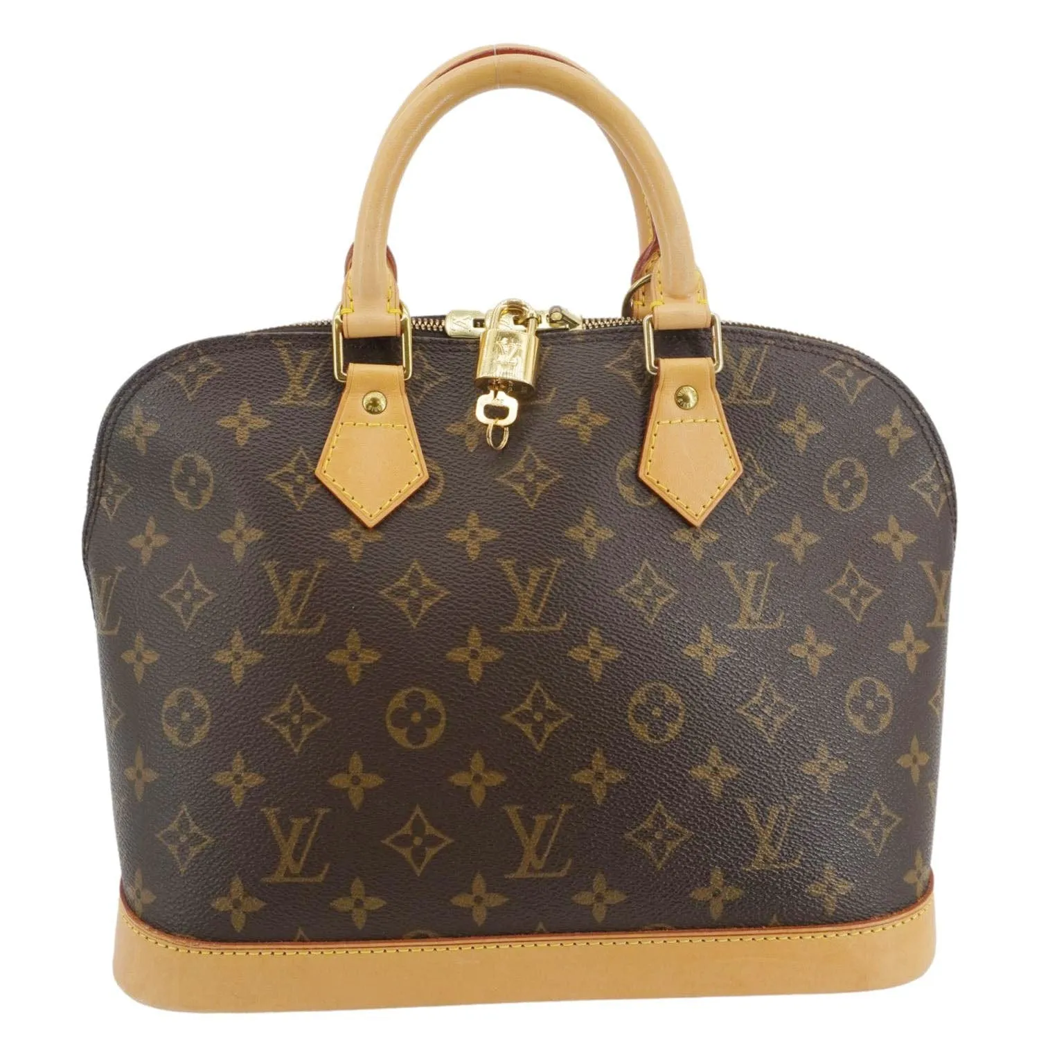 LOUIS VUITTON Alma PM Monogram Canvas Satchel Bag Brown