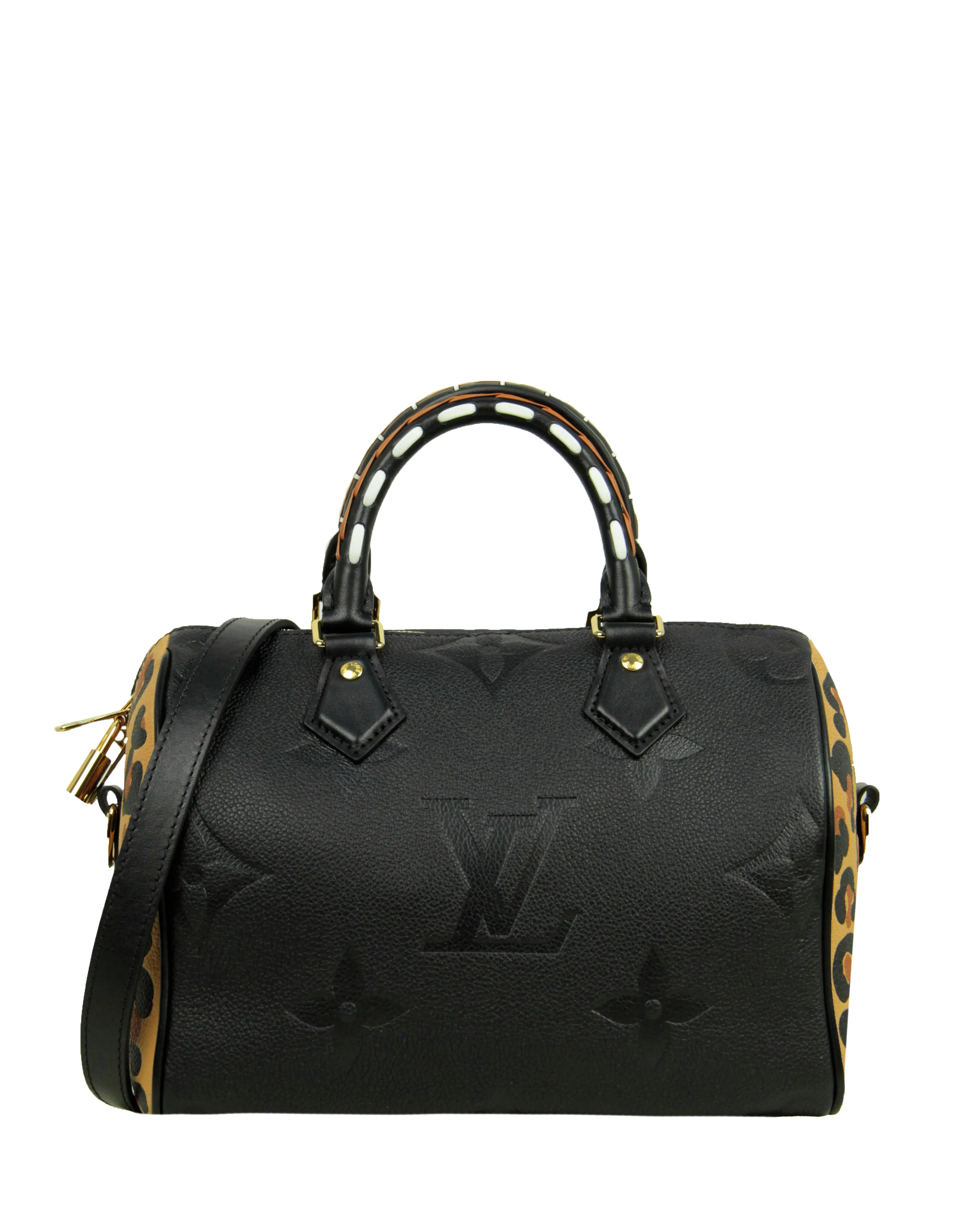 Louis Vuitton Black Leather Empreinte Monogram Giant Wild At Heart Speedy Bandouliere 25 Bag