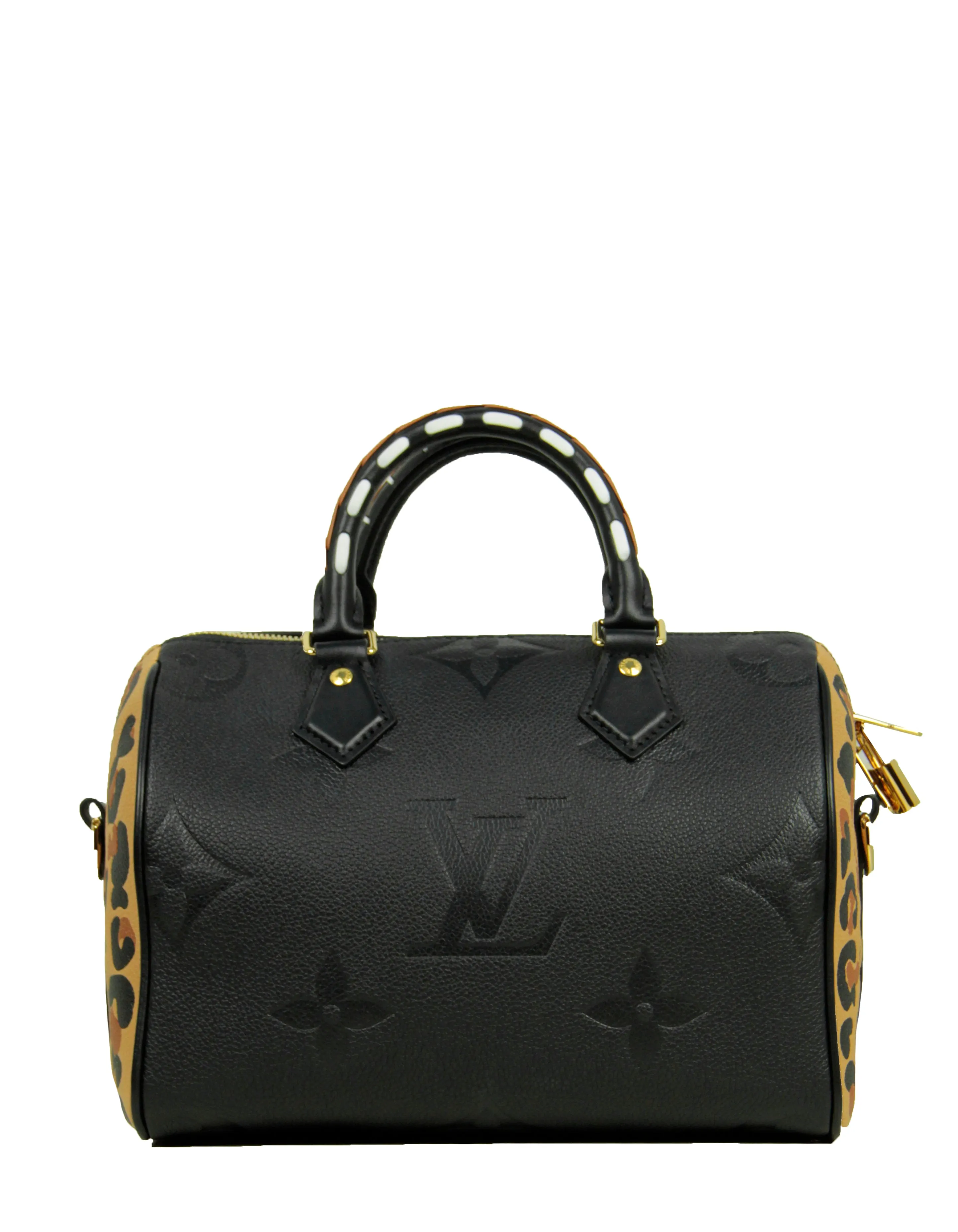 Louis Vuitton Black Leather Empreinte Monogram Giant Wild At Heart Speedy Bandouliere 25 Bag