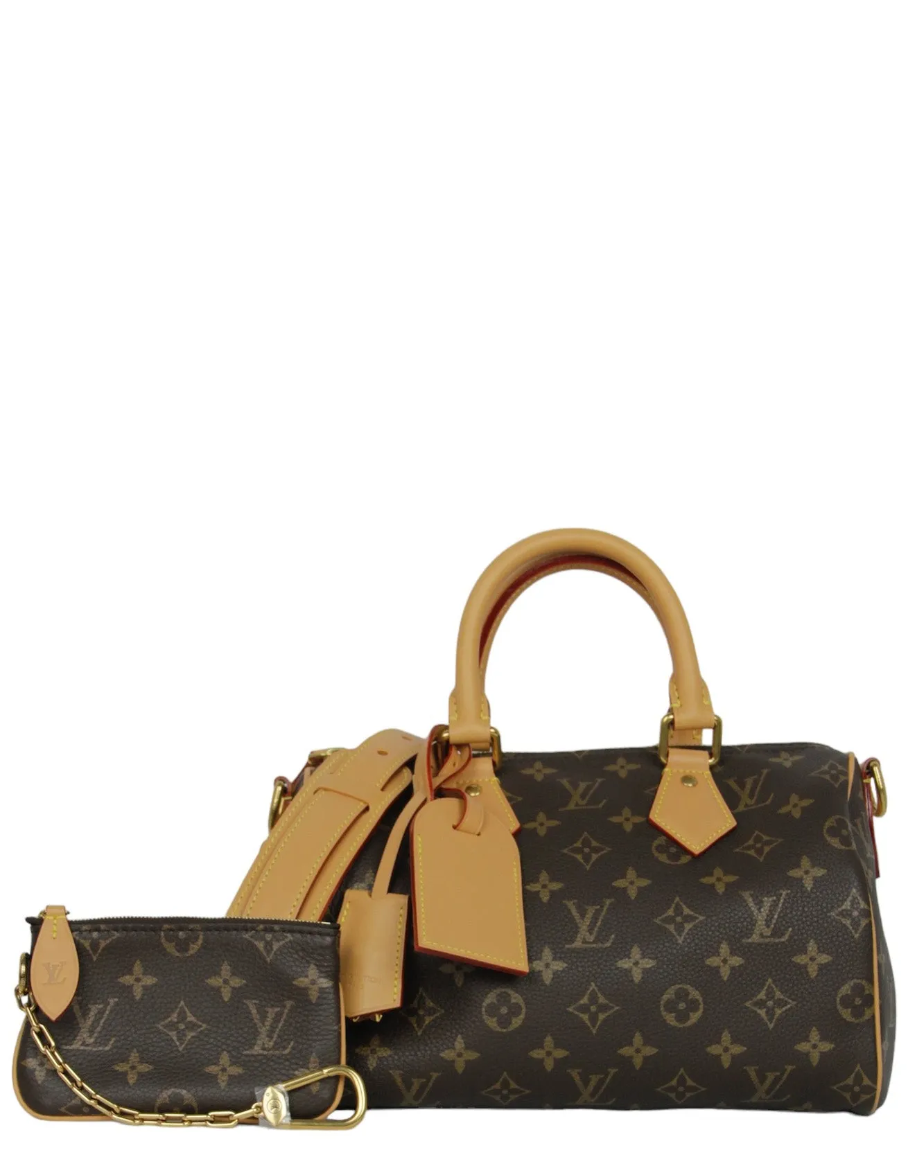 Louis Vuitton Brown Soft Calfskin Monogram Speedy P9 Bandouliere 25