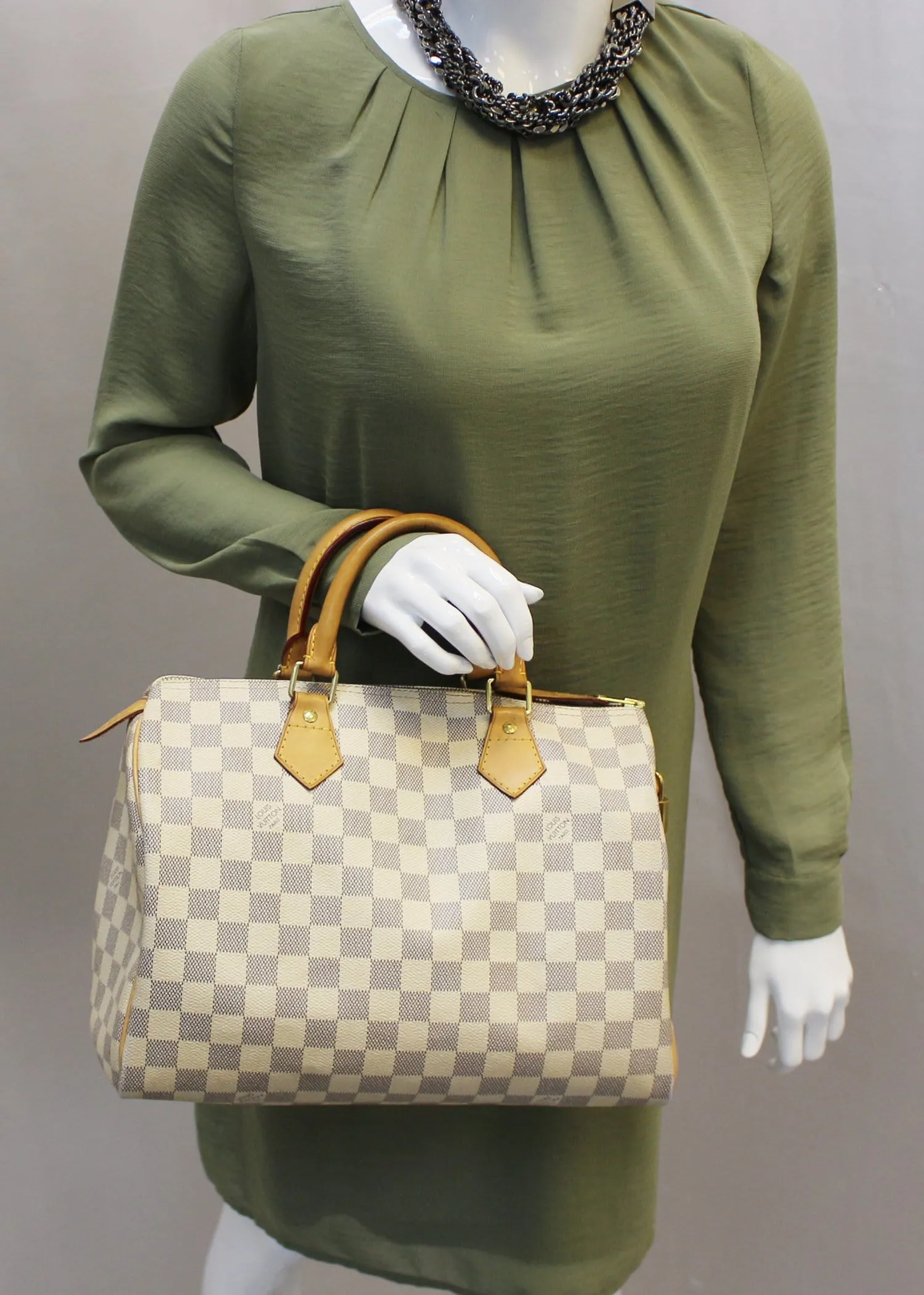 LOUIS VUITTON Damier Azur Speedy 30 Satchel Handbag
