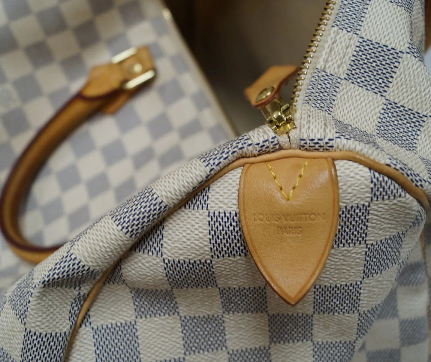 LOUIS VUITTON Damier Azur Speedy 35 Satchel Bag