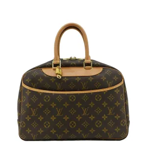 LOUIS VUITTON Deauville Monogram Canvas Satchel Bag Brown