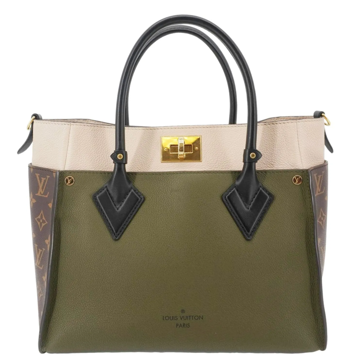 LOUIS VUITTON On My Side MM Monogram Canvas Satchel Bag Cream