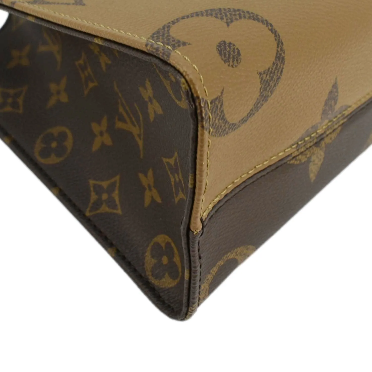 LOUIS VUITTON Onthego PM Giant Monogram Reverse Canvas Tote Shoulder Bag Brown