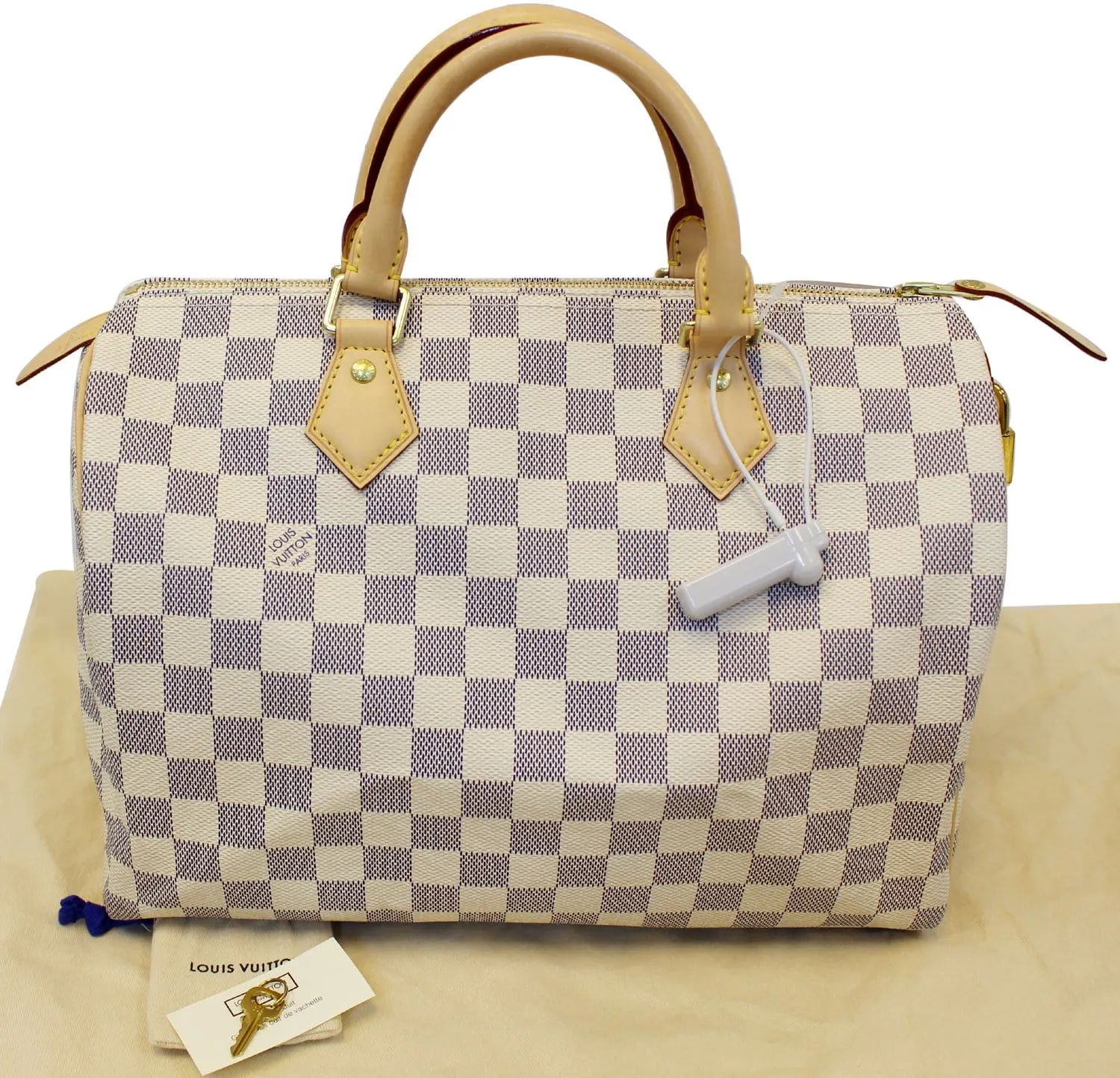 LOUIS VUITTON Speedy 30 Damier Azur Satchel Handbag