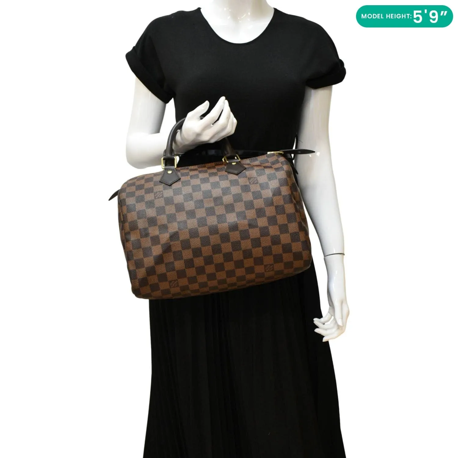LOUIS VUITTON Speedy 30 Damier Ebene Satchel Bag Brown