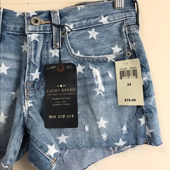 Lucky brand shorts 24 blue jeans denim stars cut