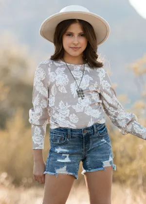 Lynne Top in Neutral Floral