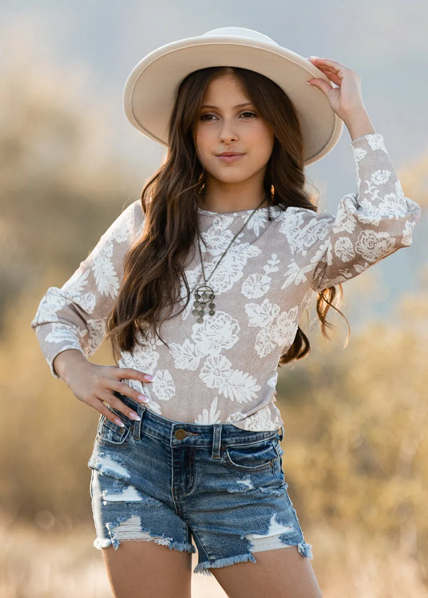 Lynne Top in Neutral Floral