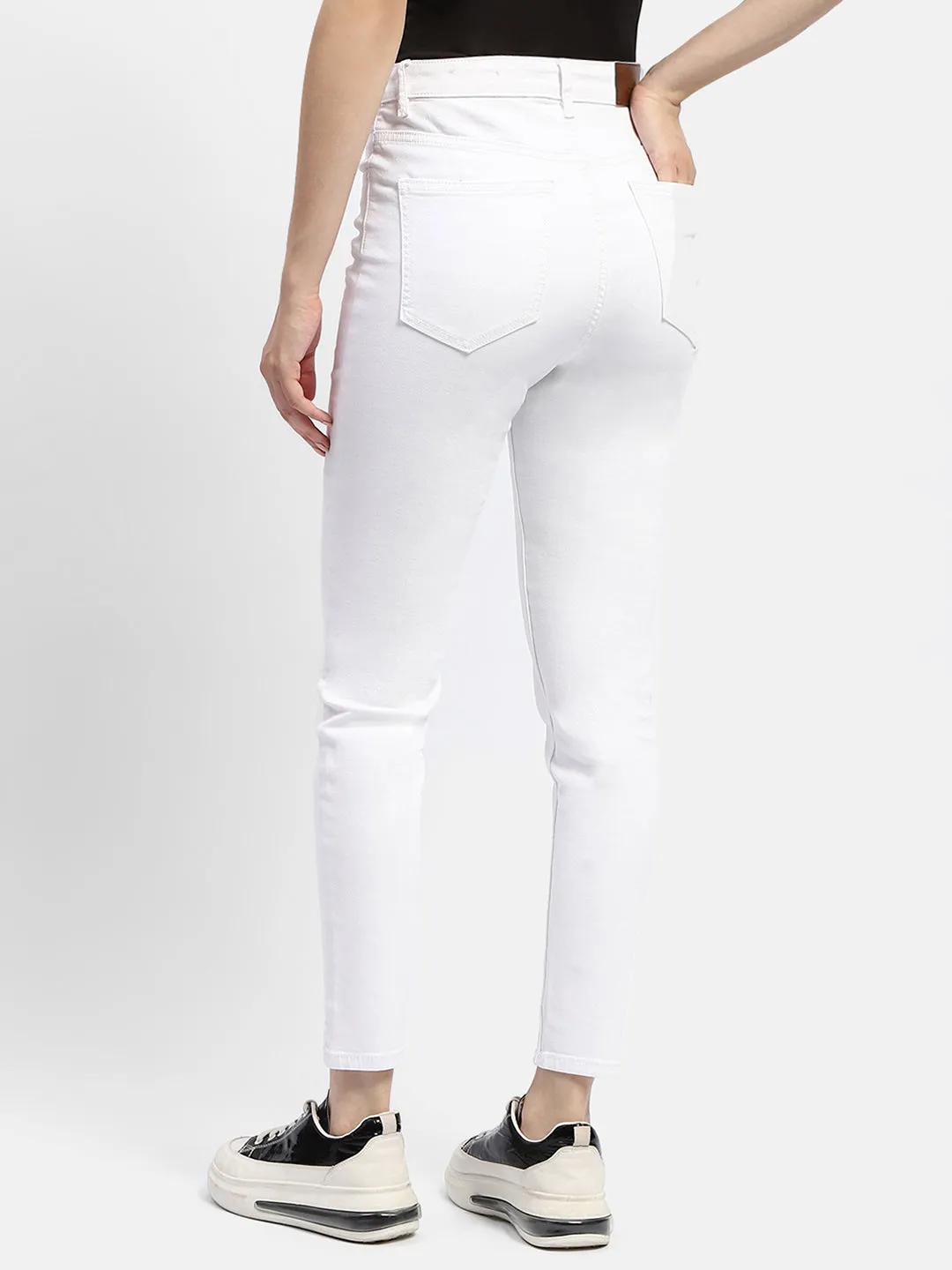 Madame Solid White Slim Fit Jeans