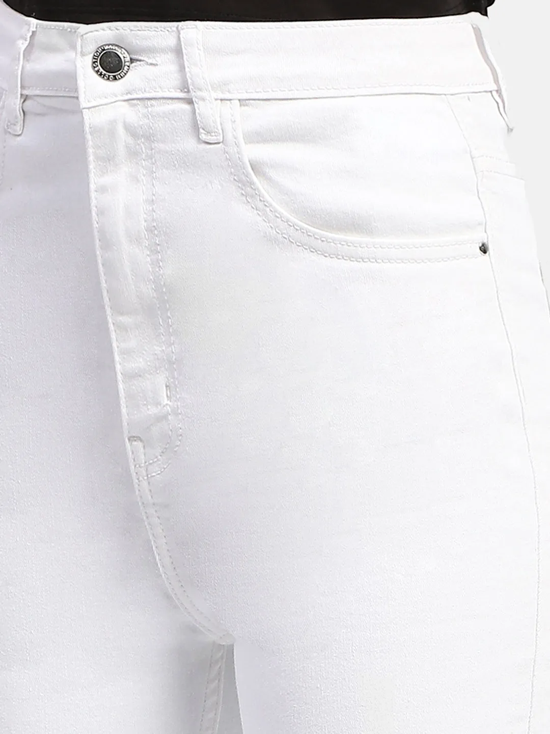Madame Solid White Slim Fit Jeans